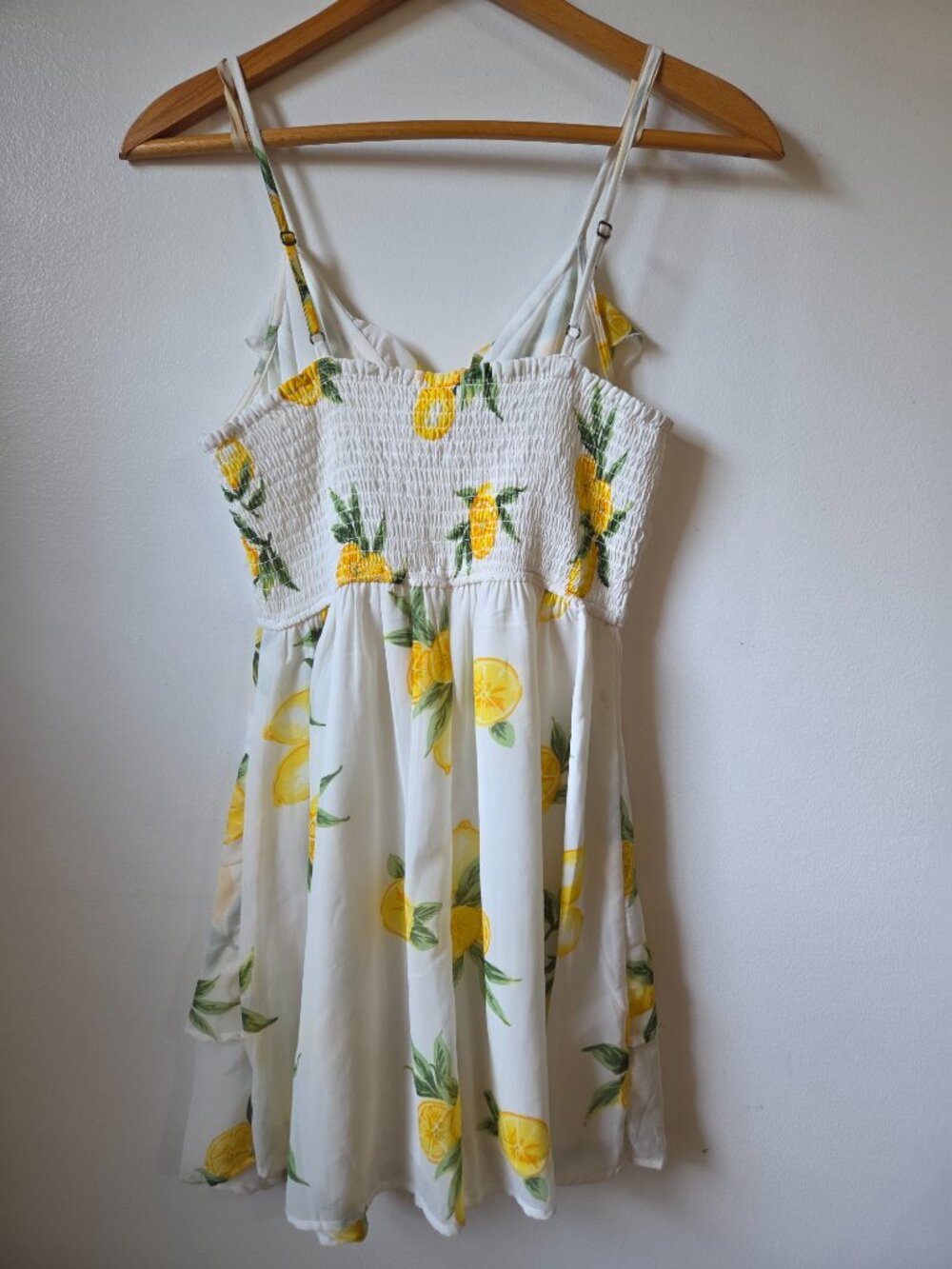 EUC LIKE NEW JAPNA SURPLICE NECK RUFFLED LAYERED TANK SHORT LEMON PRINT DRESS S - Picture 2 of 11